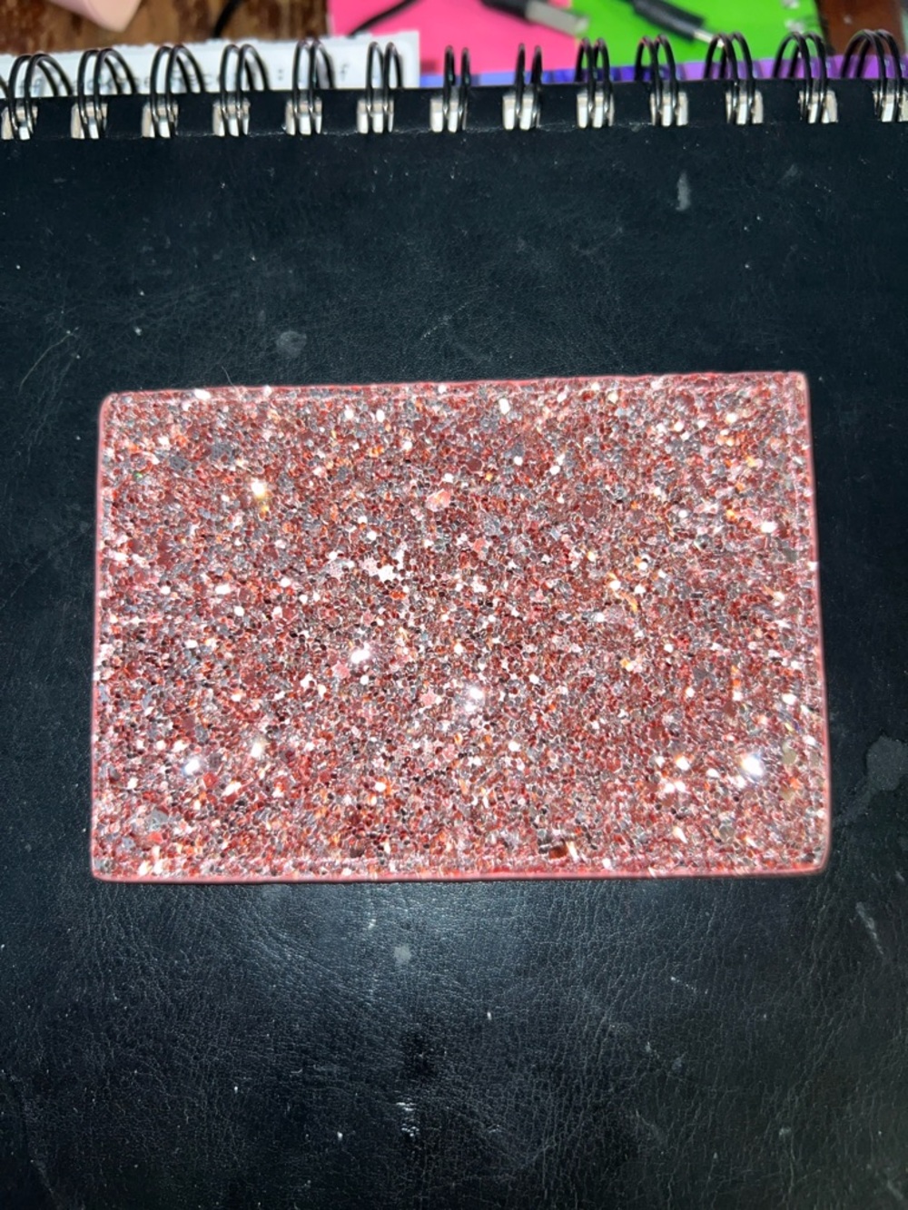 kate spade rose pink textured card case with gold logo